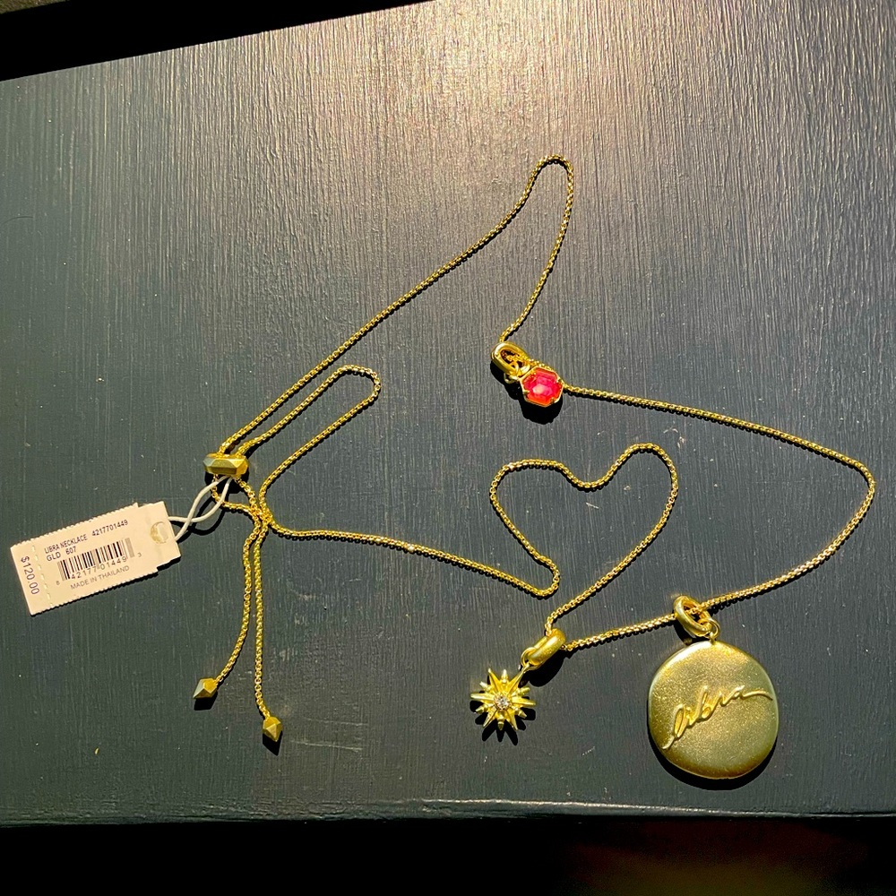 Kendra Scott Rhodium Plated Libra Charms Sep-Oct Zodiac Necklace NWT MSRP $120